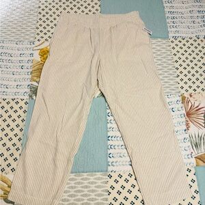 Old Navy Cream Striped Linen blend Pants